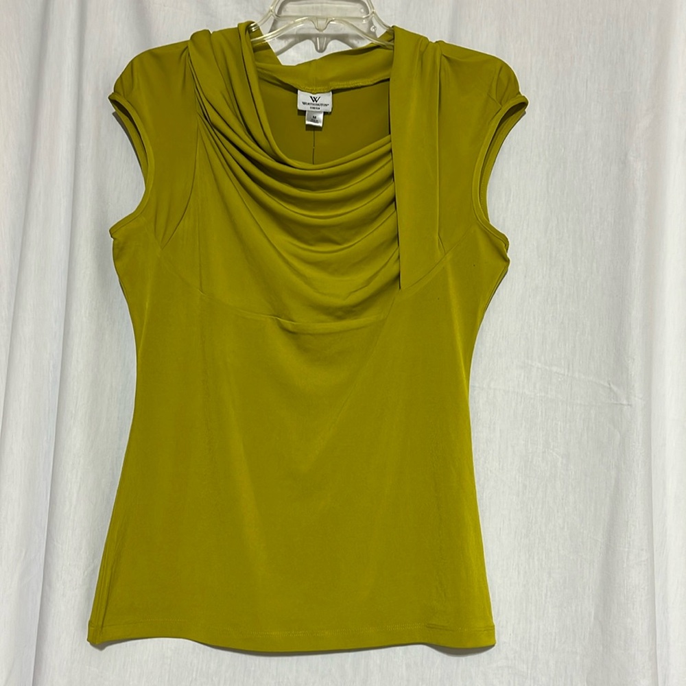 Worthington stretch cowl neck sleeveless green aura women’s top medium